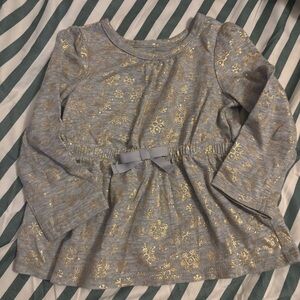 LIKE NEW! 12M Grey Shirt with Gold Snowflakes